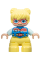 Duplo Figure Lego Ville, Child Girl, Bright Light Yellow Legs and Hair, Dark Azure Vest, Dark Pink Goggles, Light Aqua Arms (6449853) - 47205pb105