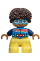 Duplo Figure Lego Ville, Child Boy, Bright Light Yellow Legs, Dark Azure Vest and Goggles, Dark Blue Arms, Dark Brown Hair (6449847) - 47205pb106