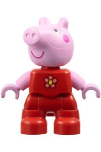 Duplo Peppa Pig - Peppa Pig Duplo figure in a red outfit with coral and yellow flower - 47205pb118