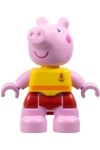 Duplo Peppa Pig - Peppa Pig Duplo figure wearing a yellow shirt with an anchor and red shorts - 47205pb120