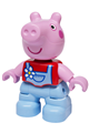Peppa Pig Duplo figure from Lego Ville wearing bright light blue overalls with white and yellow flower - 47205pb132