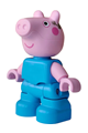 LEGO Duplo Ville George Pig figure in dark azure plain outfit with silver earpiece pattern - 47205pb133