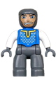 Duplo Figure Lego Ville, Male Castle, Dark Bluish Gray Legs, Blue Chest, Dark Bluish Gray Arms, White Hands - 47394pb006