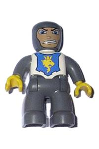 Duplo Figure Lego Ville, Male Castle, Dark Bluish Gray Legs, White Chest, Dark Bluish Gray Arms, Yellow Hands 47394pb008