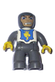 Duplo Figure Lego Ville, Male Castle, Dark Bluish Gray Legs, White Chest, Dark Bluish Gray Arms, Yellow Hands - 47394pb008