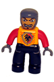 Duplo Figure Lego Ville, Male Castle, Black Legs, Bright Light Orange Chest, Red Arms, Dark Bluish Gray Hands, Open Mouth - 47394pb013