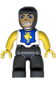 Duplo Figure Lego Ville, Male Castle, Dark Bluish Gray Legs, White Chest, Yellow Arms, Yellow Hands - 47394pb017