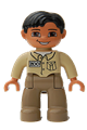 Duplo Figure Lego Ville, Male, Dark Tan Legs, Tan Top, Black Hair, Brown Eyes - 47394pb018