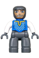 Duplo Figure Lego Ville, Male Castle, Dark Bluish Gray Legs, Blue Chest, White Arms, Dark Bluish Gray Hands - 47394pb020
