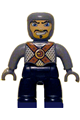 Duplo Figure Lego Ville, Male Castle, Black Legs, Dark Bluish Gray Chest with Brown Belts, Dark Bluish Gray  Arms, Dark Bluish Gray Hands - 47394pb054