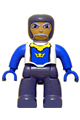 Duplo Figure Lego Ville, Male Castle, Dark Bluish Gray Legs, White Chest, Blue Arms, Blue Hands - 47394pb055
