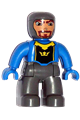 Duplo Figure Lego Ville, Male Castle, Dark Bluish Gray Legs, Blue Chest, Blue Arms, Blue Hands - 47394pb057