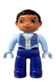 Duplo Figure Lego Ville, Male, Blue Legs, Light Blue Top with Straps and Key - 47394pb085