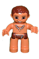 Duplo Figure Lego Ville, Male, Nougat Legs, Reddish Brown Hips, Tooth Necklace Pattern, Reddish Brown Hair - 47394pb098