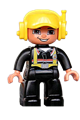 Duplo Figure Lego Ville, Male Fireman, Black Legs, Nougat Hands, Yellow Cap with Headset - 47394pb100