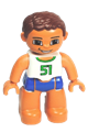 Duplo Figure Lego Ville, Male, Blue Swim Trunks, White Top with Green '51', Reddish Brown Hair - 47394pb131