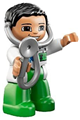 Duplo Figure Lego Ville, Male Medic, Bright Green Legs, White Top with ID Badge and EMT Star of Life Pattern, Attached Stethoscope - 47394pb143