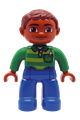Duplo Figure Lego Ville, Male, Blue Legs, Green Top with Pen, Reddish Brown Hair - 47394pb191