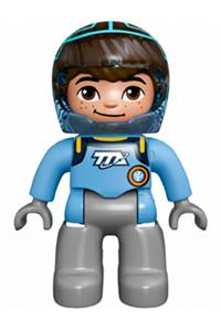 Duplo Miles - Lego Ville Duplo figure Miles wearing a helmet - 47394pb198