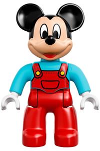Duplo Figure Lego Ville, Mickey Mouse, Red Overalls with Medium Azure Top 47394pb204