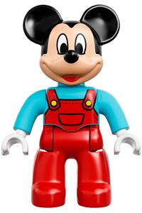 Duplo Mickey Mouse - Lego Ville Duplo figure of Mickey Mouse in red overalls with a medium azure top - 47394pb204