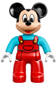 Duplo Figure Lego Ville, Mickey Mouse, Red Overalls with Medium Azure Top - 47394pb204