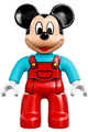 Lego Ville Duplo figure of Mickey Mouse in red overalls with a medium azure top - 47394pb204