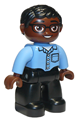 Duplo Figure Lego Ville, Male, Black Legs, Medium Blue Shirt with Pocket, Medium Blue Arms, Brown Head, Glasses, Black Hair - 47394pb208