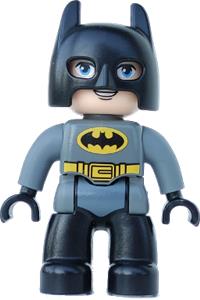 Duplo Figure Lego Ville, Batman, Black Cowl, Dark Bluish Gray Suit, Black Legs 47394pb213
