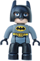 Duplo Figure Lego Ville, Batman, Black Cowl, Dark Bluish Gray Suit, Black Legs - 47394pb213