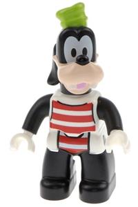 Duplo Figure Lego Ville, Goofy, Red and White Striped Shirt, Black Legs 47394pb218