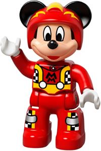 Duplo Figure Lego Ville, Mickey Mouse, Red Race Driver Jumpsuit, Helmet 47394pb232