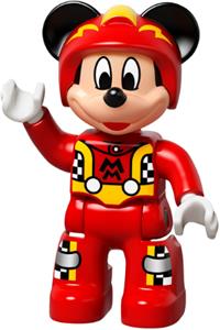 Duplo Mickey Mouse - Duplo figure of Mickey Mouse in a red race driver jumpsuit with a helmet - 47394pb232
