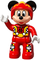 Duplo figure of Mickey Mouse in a red race driver jumpsuit with a helmet - 47394pb232