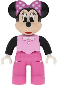 Duplo Figure Lego Ville, Minnie Mouse, Bright Pink Top with Black Sleeves, Dark Pink Legs 47394pb235