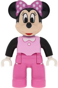 Duplo Minnie Mouse - LEGO Ville Duplo figure of Minnie Mouse with bright pink top, black sleeves, and dark pink legs - 47394pb235