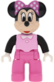 Duplo Figure Lego Ville, Minnie Mouse, Bright Pink Top with Black Sleeves, Dark Pink Legs - 47394pb235