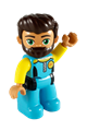 Duplo Figure Lego Ville, Male, Medium Azure Diving Suit, Yellow Arms, Reddish Brown Hair, Beard - 47394pb268