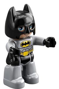 Duplo Figure Lego Ville, Batman, Black Cowl, Light Bluish Gray Suit and Legs 47394pb287