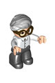 Duplo Figure Lego Ville, Male,Black Legs, White Top , Dark Brown Glasses, Light Bluish Gray Hair - 47394pb305