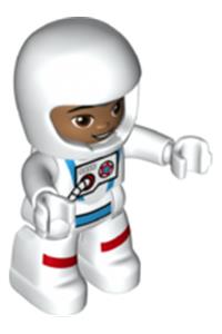 Duplo Figure Lego Ville, Astronaut Male, White Spacesuit and Helmet 47394pb309
