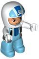 Duplo Figure Lego Ville, Male, Medium Azure Legs, White Race Top and Helmet with Number 34 Pattern - 47394pb315