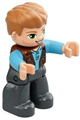 Duplo Figure Lego Ville, Male, Dark Bluish Gray Legs, Reddish Brown Vest, Dark Tan Hair - 47394pb321