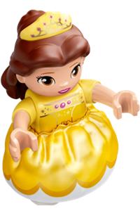 Duplo Figure Lego Ville, Disney Princess, Belle, White Legs, Bright Light Yellow Top and Tiara, Reddish Brown Hair 47394pb327