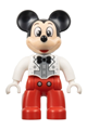 Duplo Figure Lego Ville, Mickey Mouse, White Jacket, Red Legs, Silver Shirt, Black Bow Tie (6438771) - 47394pb342