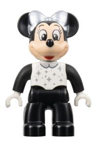 Duplo Figure Lego Ville, Minnie Mouse, Black Legs and Sleeves, White Top, and Silver Collar, Sparkles, Dots, and Bow (6438760) 47394pb343