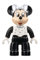 Duplo Figure Lego Ville, Minnie Mouse, Black Legs and Sleeves, White Top, and Silver Collar, Sparkles, Dots, and Bow (6438760) - 47394pb343