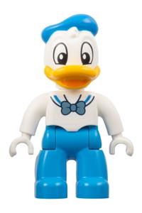 Duplo Figure Lego Ville, Donald Duck, Dark Azure Legs and Hat, White Shirt with Metallic Light Blue Bow (6438668) 47394pb344