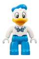 Duplo Figure Lego Ville, Donald Duck, Dark Azure Legs and Hat, White Shirt with Metallic Light Blue Bow (6438668) - 47394pb344