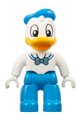 LEGO Ville Duplo figure of Donald Duck with dark azure legs and hat, white shirt and metallic light blue bow - 47394pb344